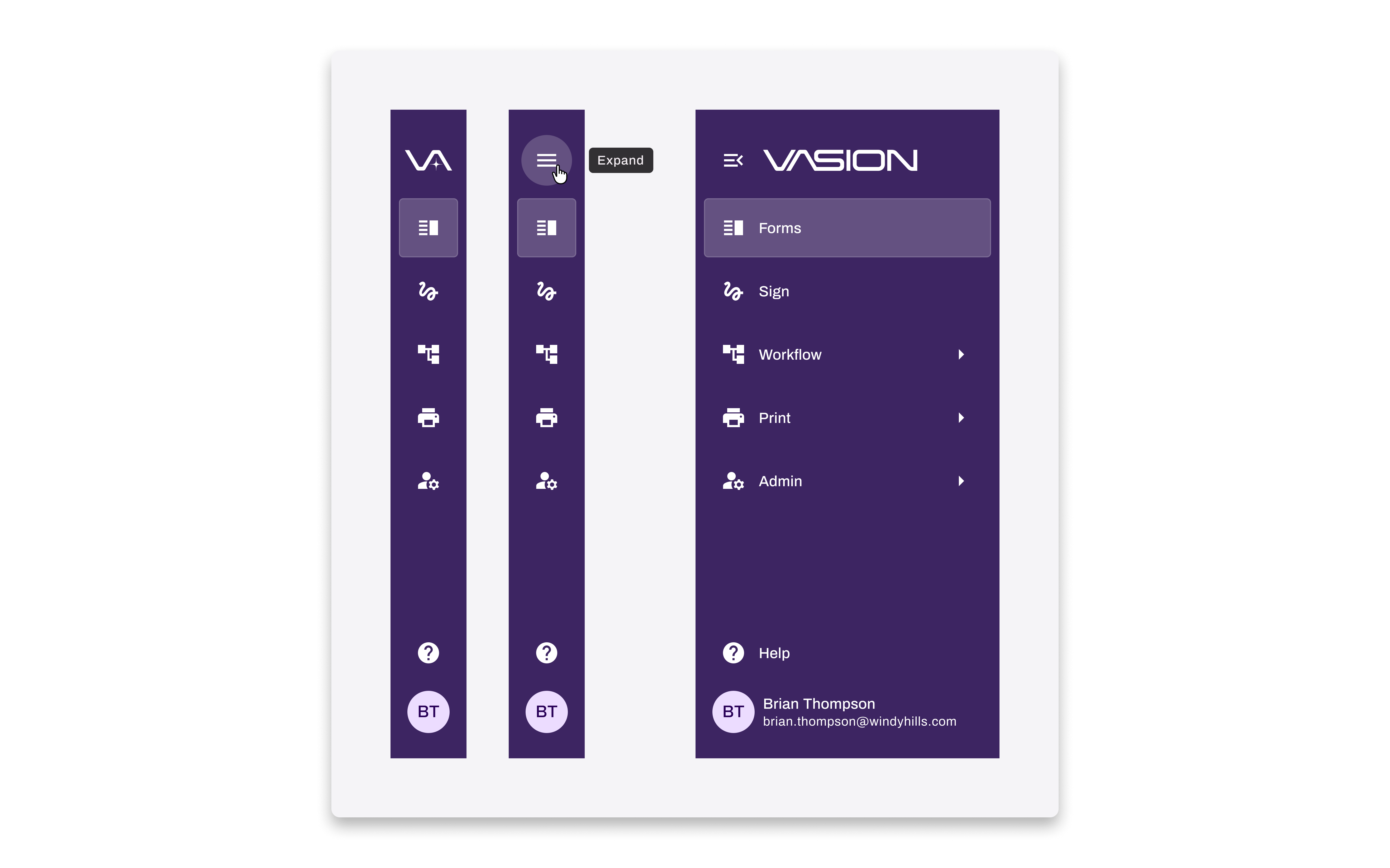 First iteration of the expand/collapse interaction design.