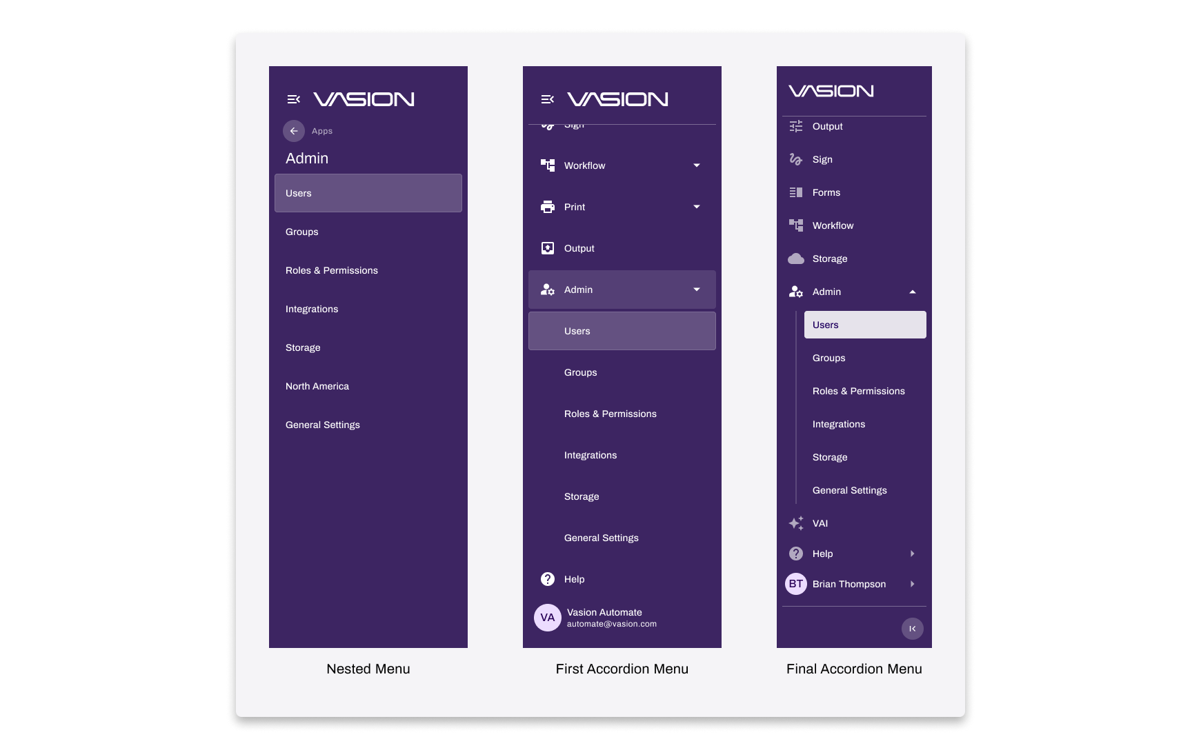 Comparison of nesting and accordion navigation patterns.